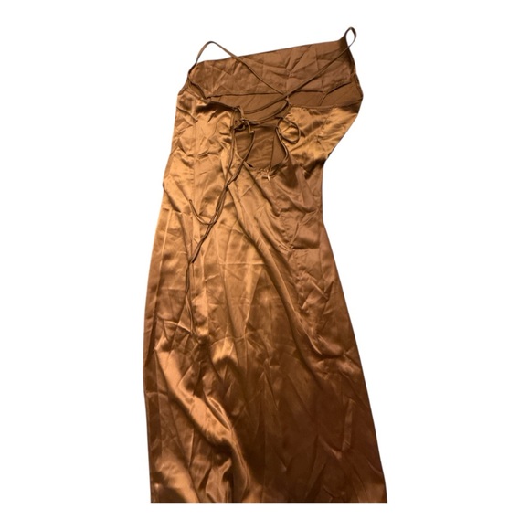 Elegant Brown Satin Dress - Picture 5 of 6